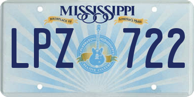 MS license plate LPZ722