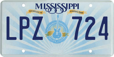 MS license plate LPZ724