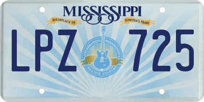 MS license plate LPZ725