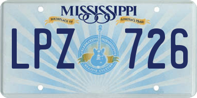 MS license plate LPZ726
