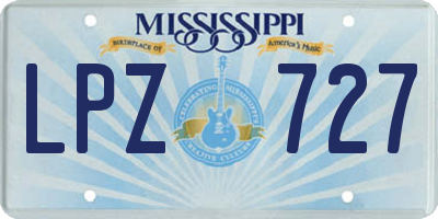 MS license plate LPZ727