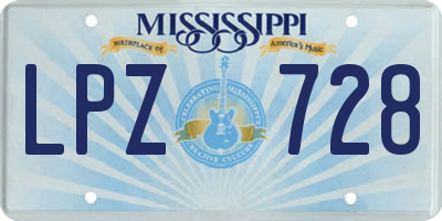 MS license plate LPZ728