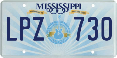 MS license plate LPZ730