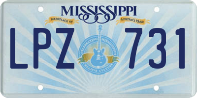MS license plate LPZ731