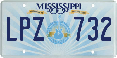 MS license plate LPZ732