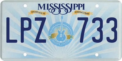 MS license plate LPZ733
