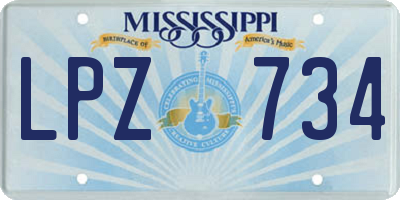 MS license plate LPZ734