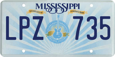 MS license plate LPZ735