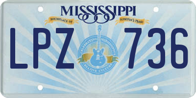 MS license plate LPZ736