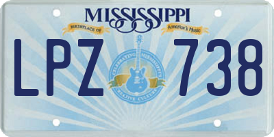 MS license plate LPZ738