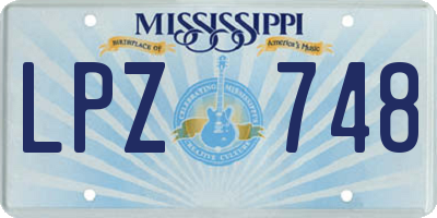 MS license plate LPZ748