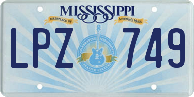 MS license plate LPZ749