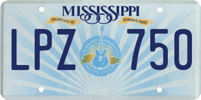 MS license plate LPZ750