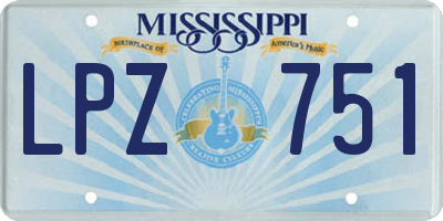 MS license plate LPZ751