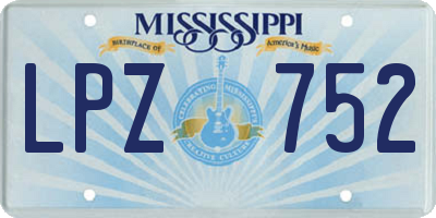 MS license plate LPZ752