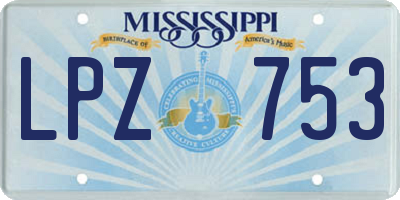 MS license plate LPZ753
