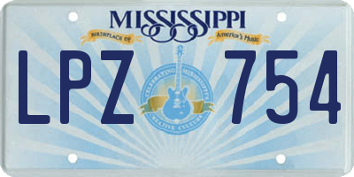 MS license plate LPZ754