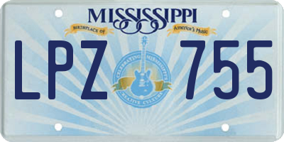 MS license plate LPZ755