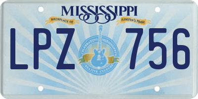 MS license plate LPZ756