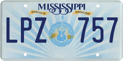 MS license plate LPZ757