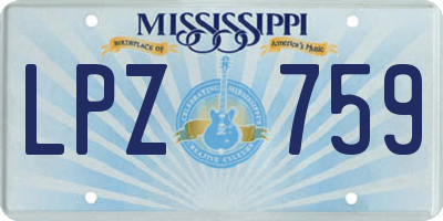 MS license plate LPZ759