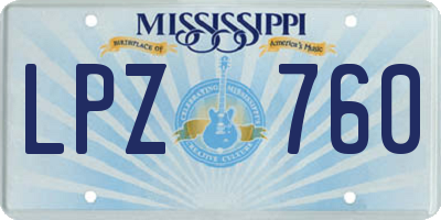 MS license plate LPZ760