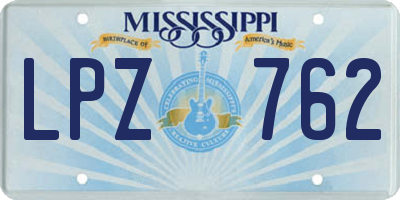 MS license plate LPZ762