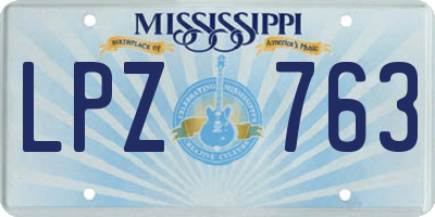 MS license plate LPZ763