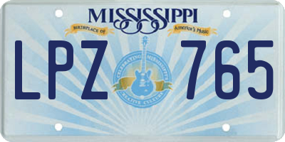 MS license plate LPZ765