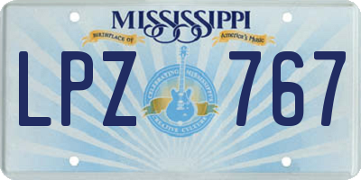 MS license plate LPZ767