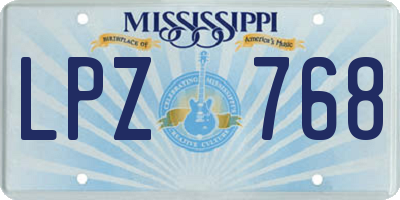 MS license plate LPZ768