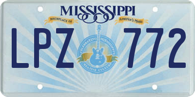 MS license plate LPZ772