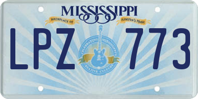 MS license plate LPZ773