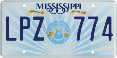 MS license plate LPZ774
