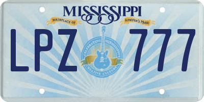 MS license plate LPZ777