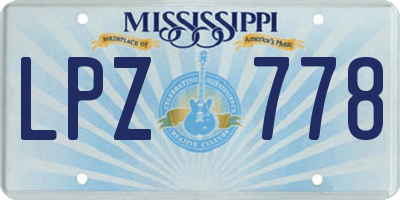 MS license plate LPZ778