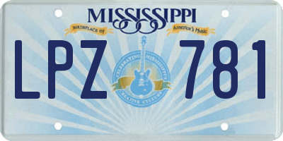 MS license plate LPZ781
