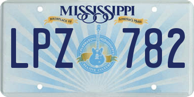 MS license plate LPZ782