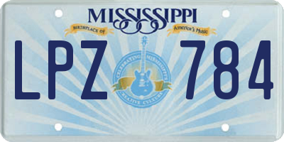 MS license plate LPZ784