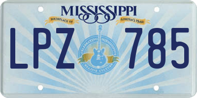 MS license plate LPZ785