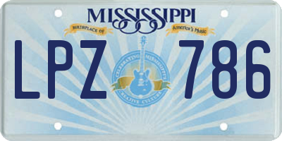 MS license plate LPZ786
