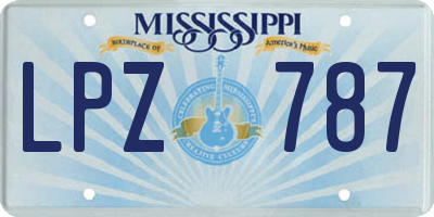 MS license plate LPZ787