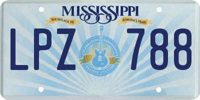MS license plate LPZ788
