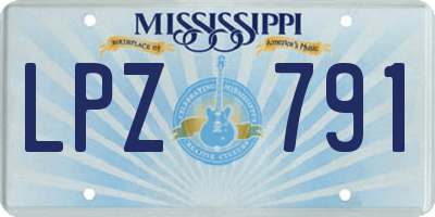 MS license plate LPZ791