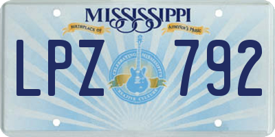 MS license plate LPZ792