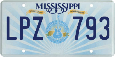 MS license plate LPZ793