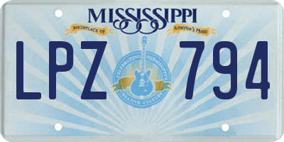 MS license plate LPZ794