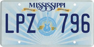 MS license plate LPZ796
