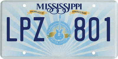 MS license plate LPZ801