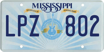 MS license plate LPZ802